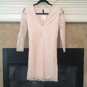 Blush pink lace dress